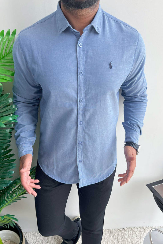 Polo Rph Lren Custom SlimFit Casual Shirt In Blue