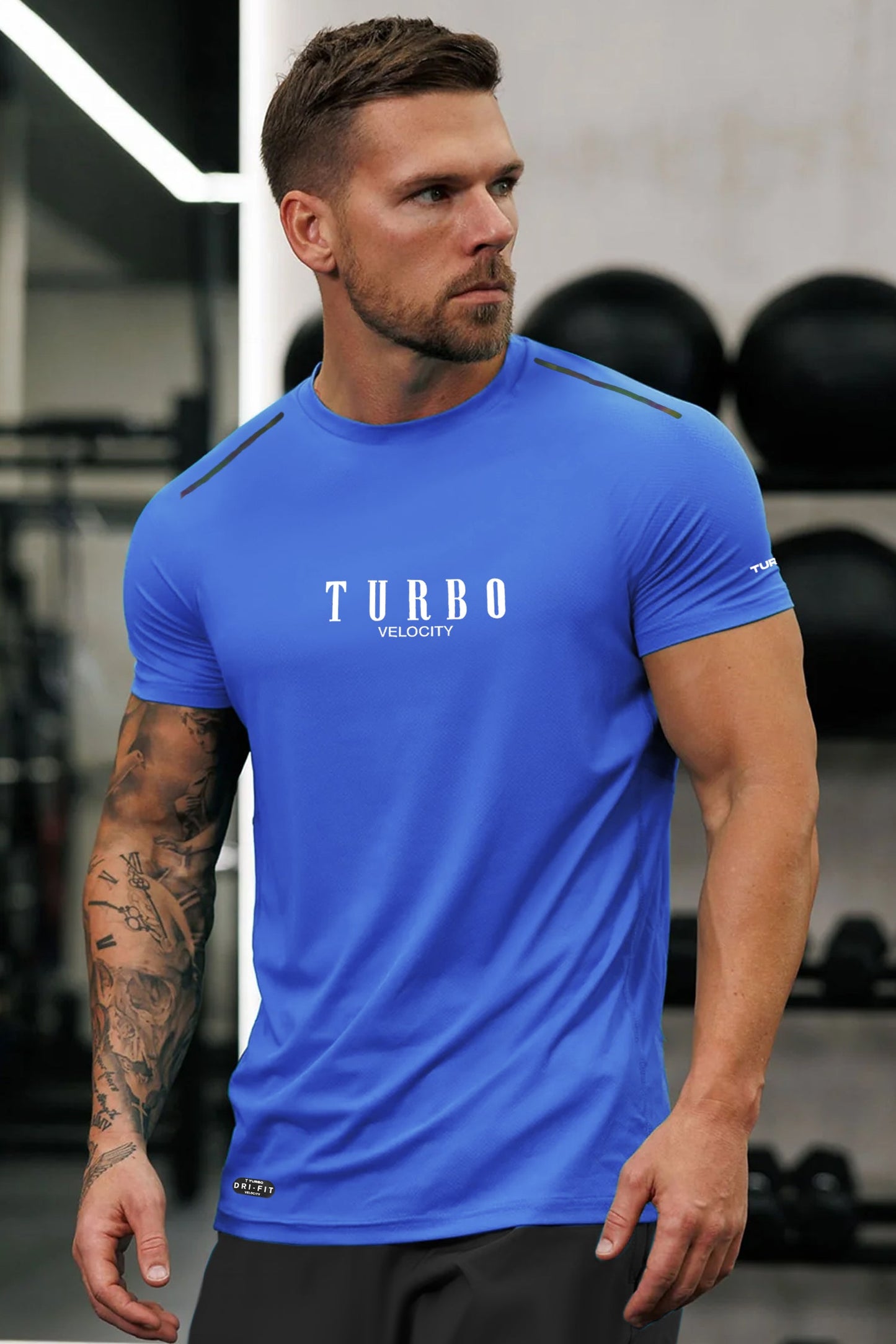 Turbo High Intensity Training & Running Dry-Fit Tee In Royal Blue