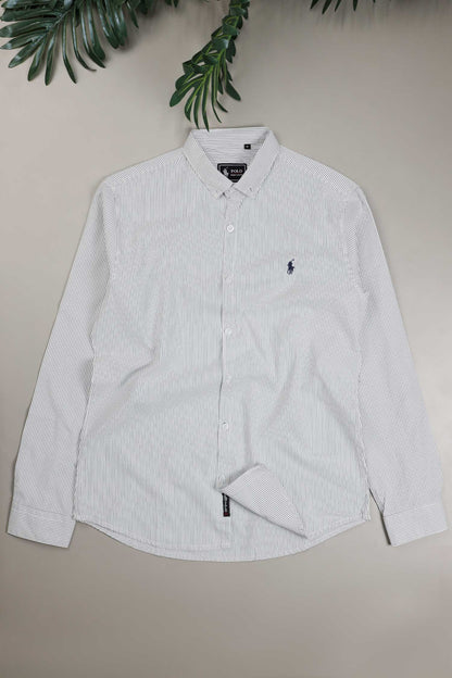 Polo Rph Lren Stripe Poplin Cotton Casual Shirt In Black&White