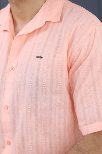 Turbo Endless Cool Embossed Casual Shirt In Baby Pink