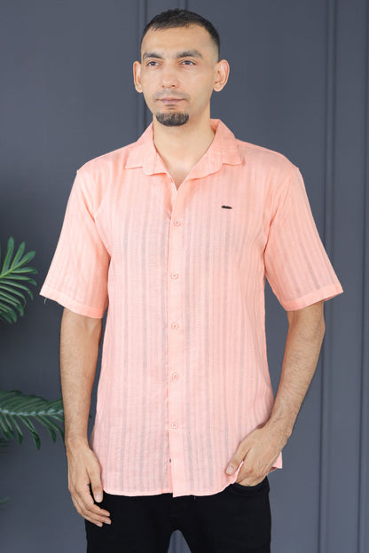 Turbo Endless Cool Embossed Casual Shirt In Baby Pink