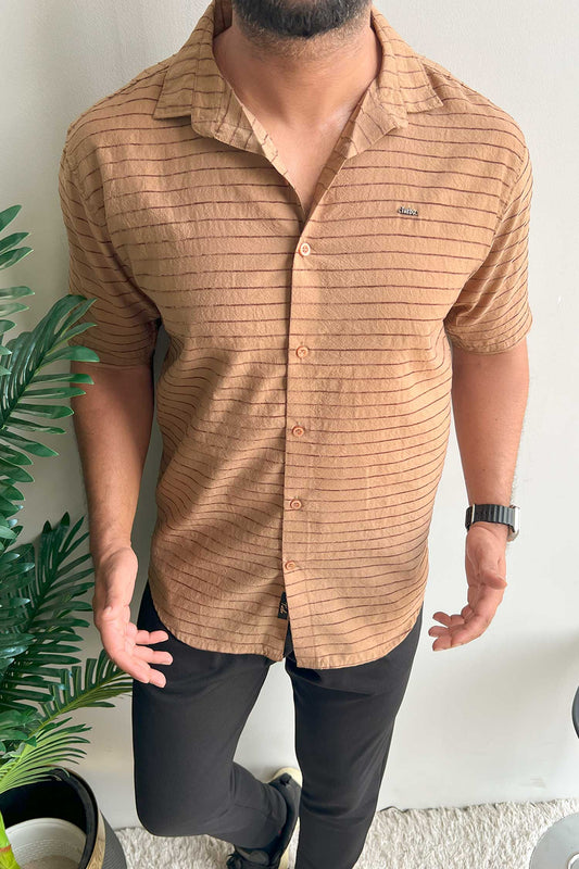 Turbo Snitch Striped Casual Shirt In Brown