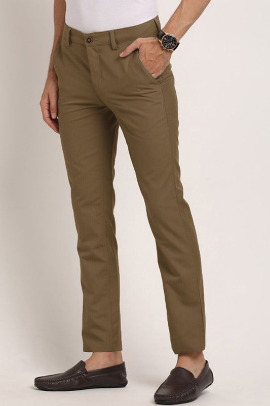 Turbo Urban Executive Slim Fit Cotton Pant In Brown