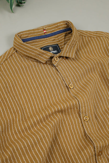Turbo Lining Check Creation Long Sleeve Cotton Casual Shirt In Brown