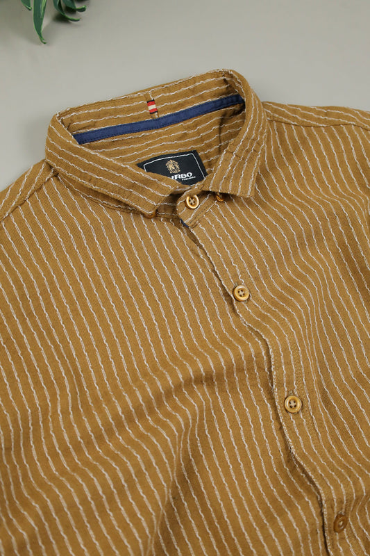 Turbo Lining Check Creation Long Sleeve Cotton Casual Shirt In Brown