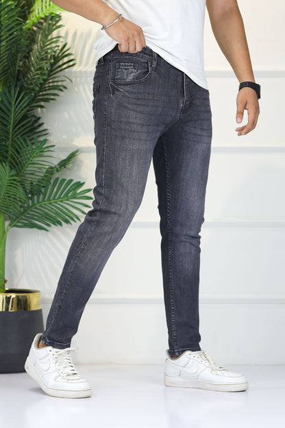 Turbo 'Second-Skin' Spray-On Ankle Fit Jeans In Charcoal Black