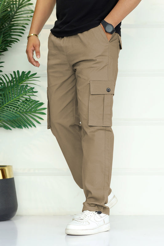 Turbo's 6 Pockets Loose Bottom Cargo Trouser In Coffee