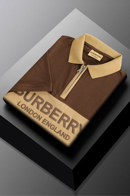 Brbrry 'The Lndn Englnd' Edition Zip Men's Polo Shirt