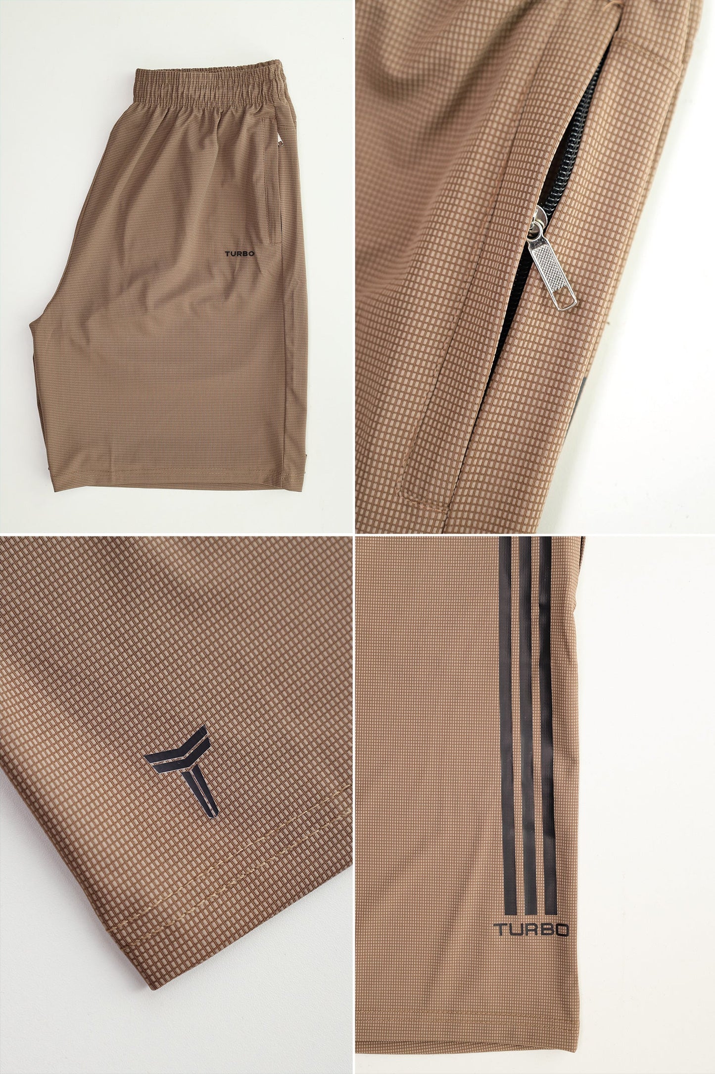 Turbo Trackside Triple Stripe Big Size Dry-Fit Men's Shorts