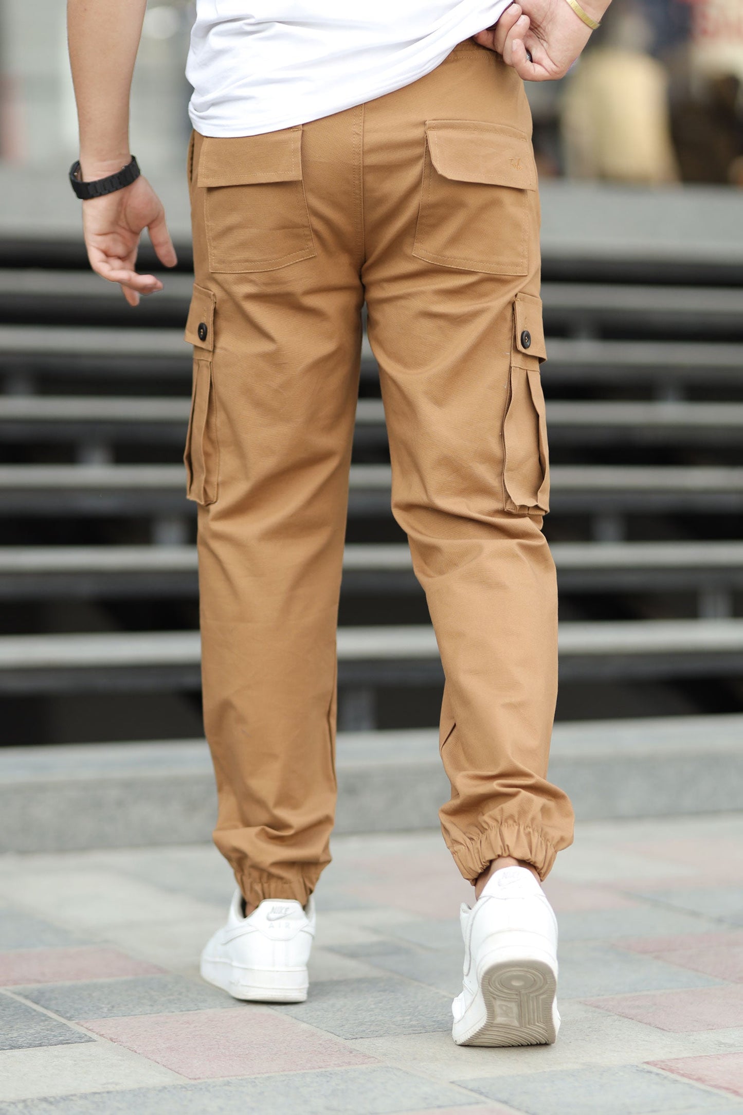 Turbo 6 Pockets Premium Cotton Gabardine Cargo Trouser In Camel