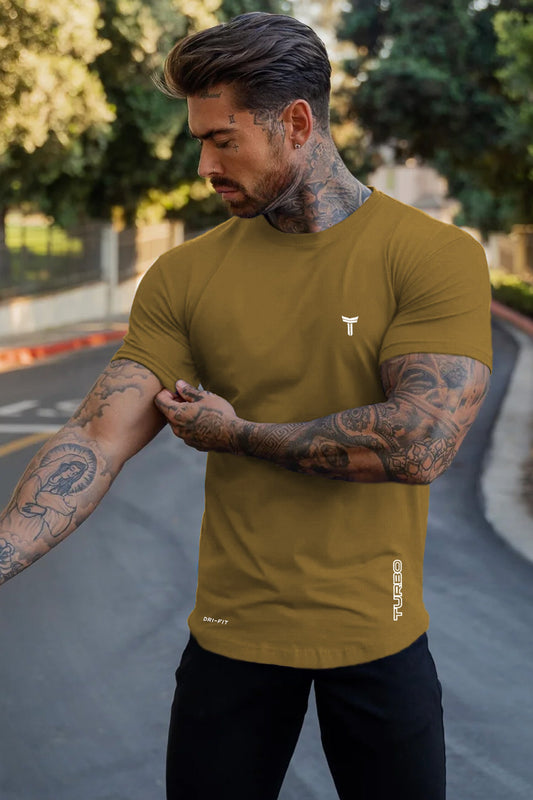 Turbo 'Street-Style' Drop-Shoulder Graphic Dry-Fit Tee In Camel