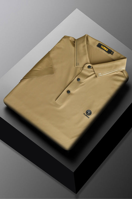 Turbo Technical Detailed Stitchless Men's Polo Shirt In Camel