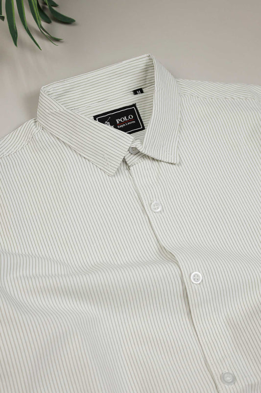 Polo Rph Lren Stripe Poplin Cotton Casual Shirt In Creem