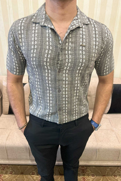 Turbo Cubin Textured Striped Casual Shirt