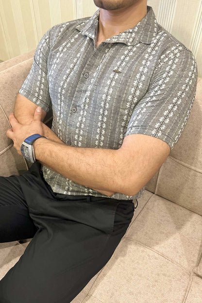 Turbo Cubin Textured Striped Casual Shirt