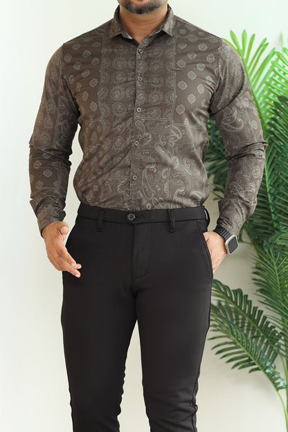 Turbo Splash Printed Long Sleeve Cotton Casual Shirt