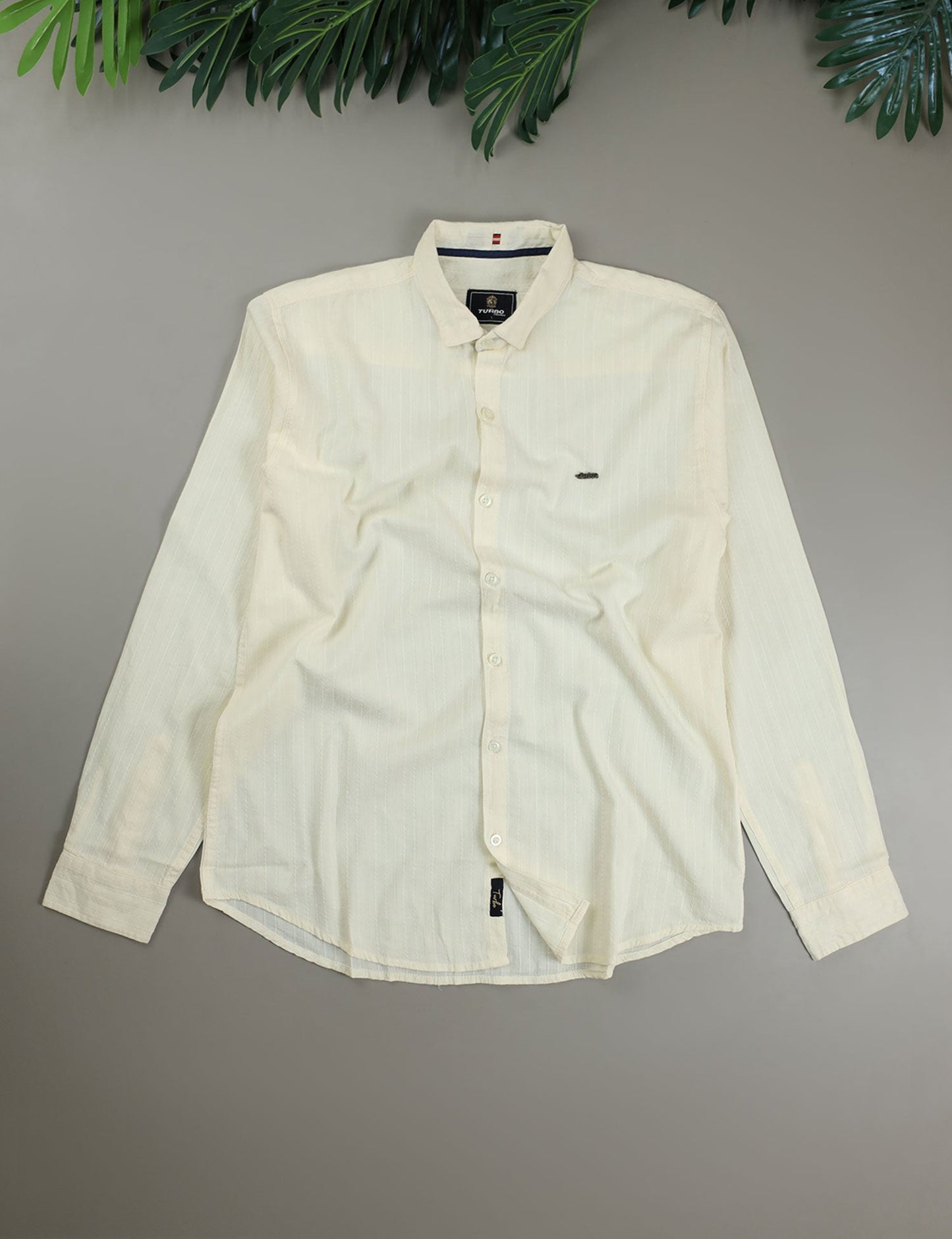 Turbo Billy Textured Knit Long Sleeve Cotton Casual Shirt In Creem