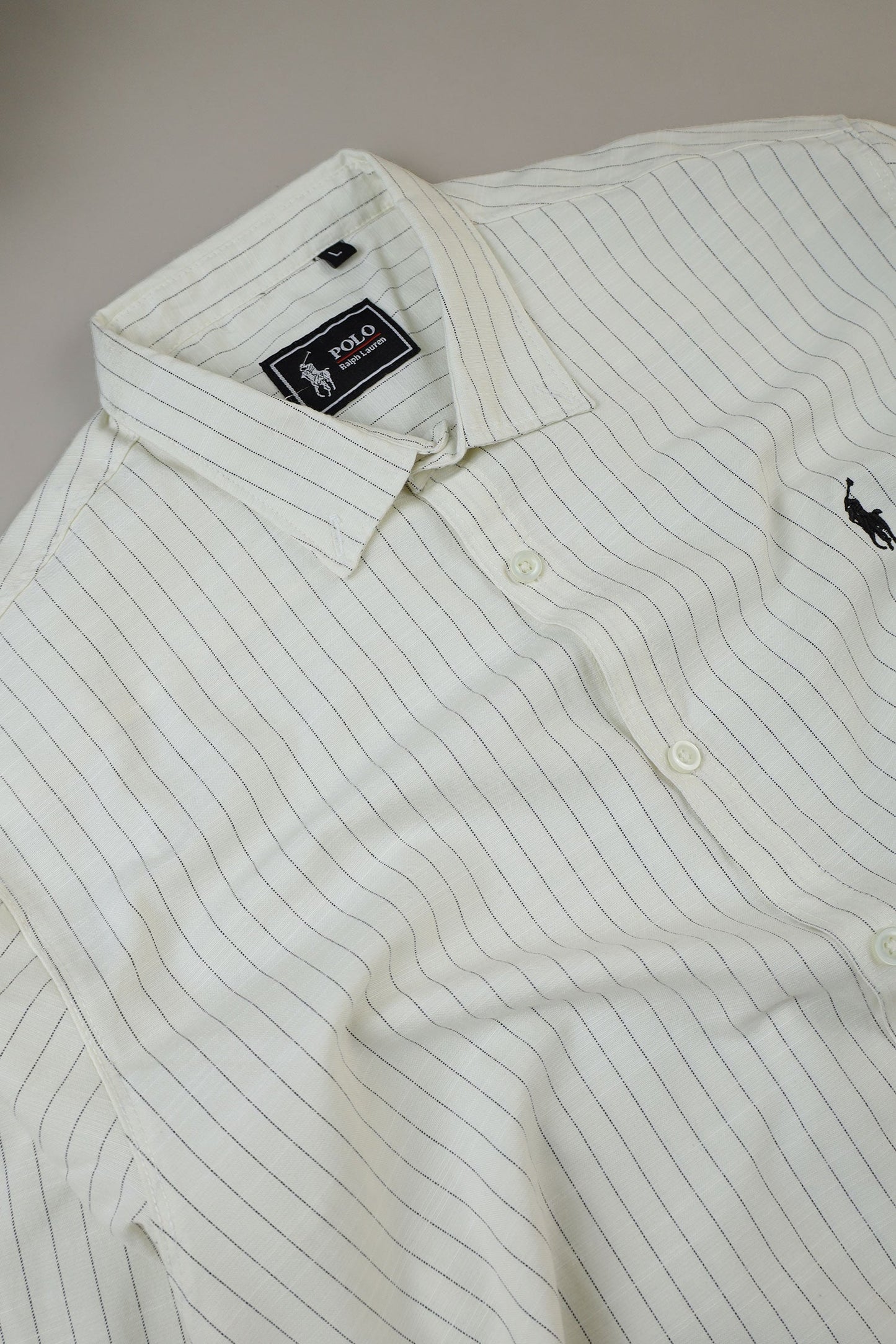 Polo Rph Lren Button Down Striped Casual Shirt In Creem