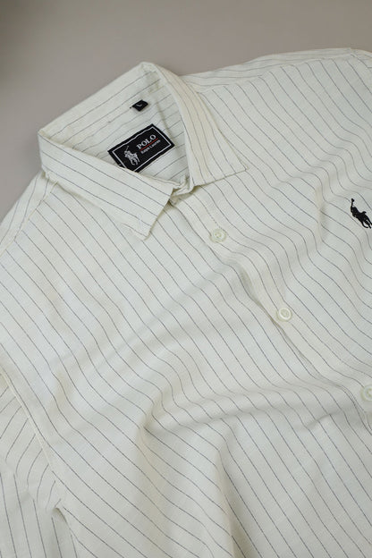 Polo Rph Lren Button Down Striped Casual Shirt In Creem