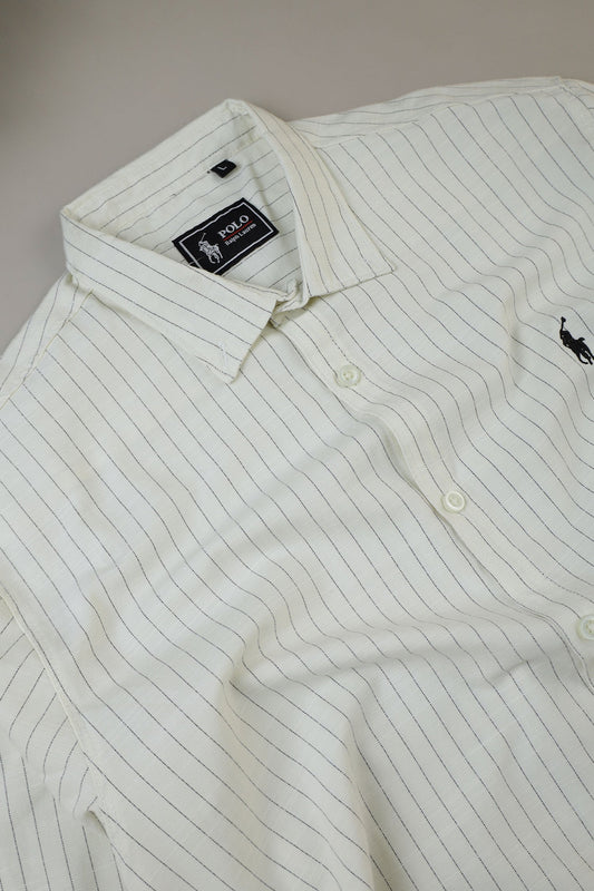 Polo Rph Lren Button Down Striped Casual Shirt In Creem