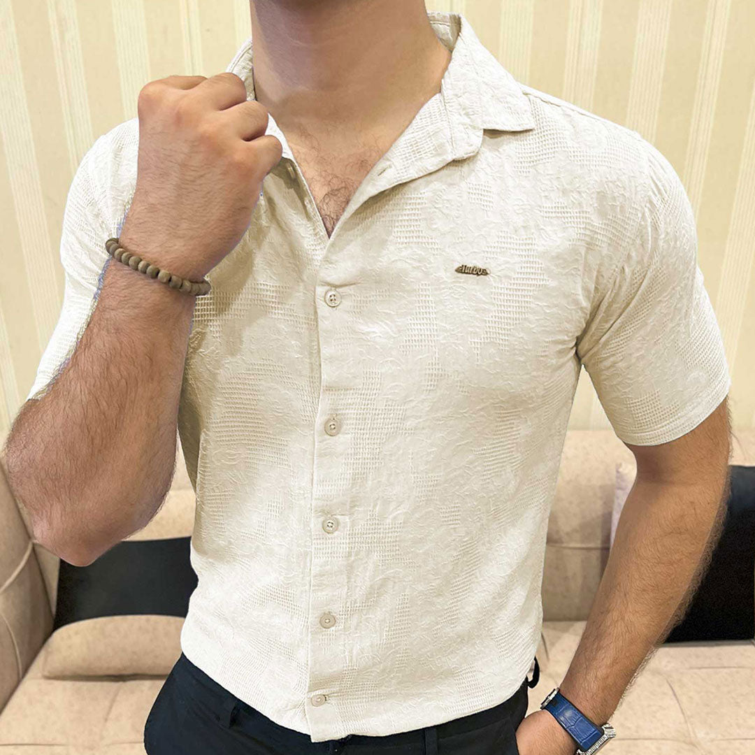 Turbo Artistic Touch Comfort Casual Shirt In Cream