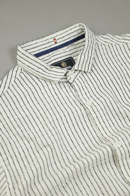 Turbo Lining Check Creation Long Sleeve Cotton Casual Shirt In Creem