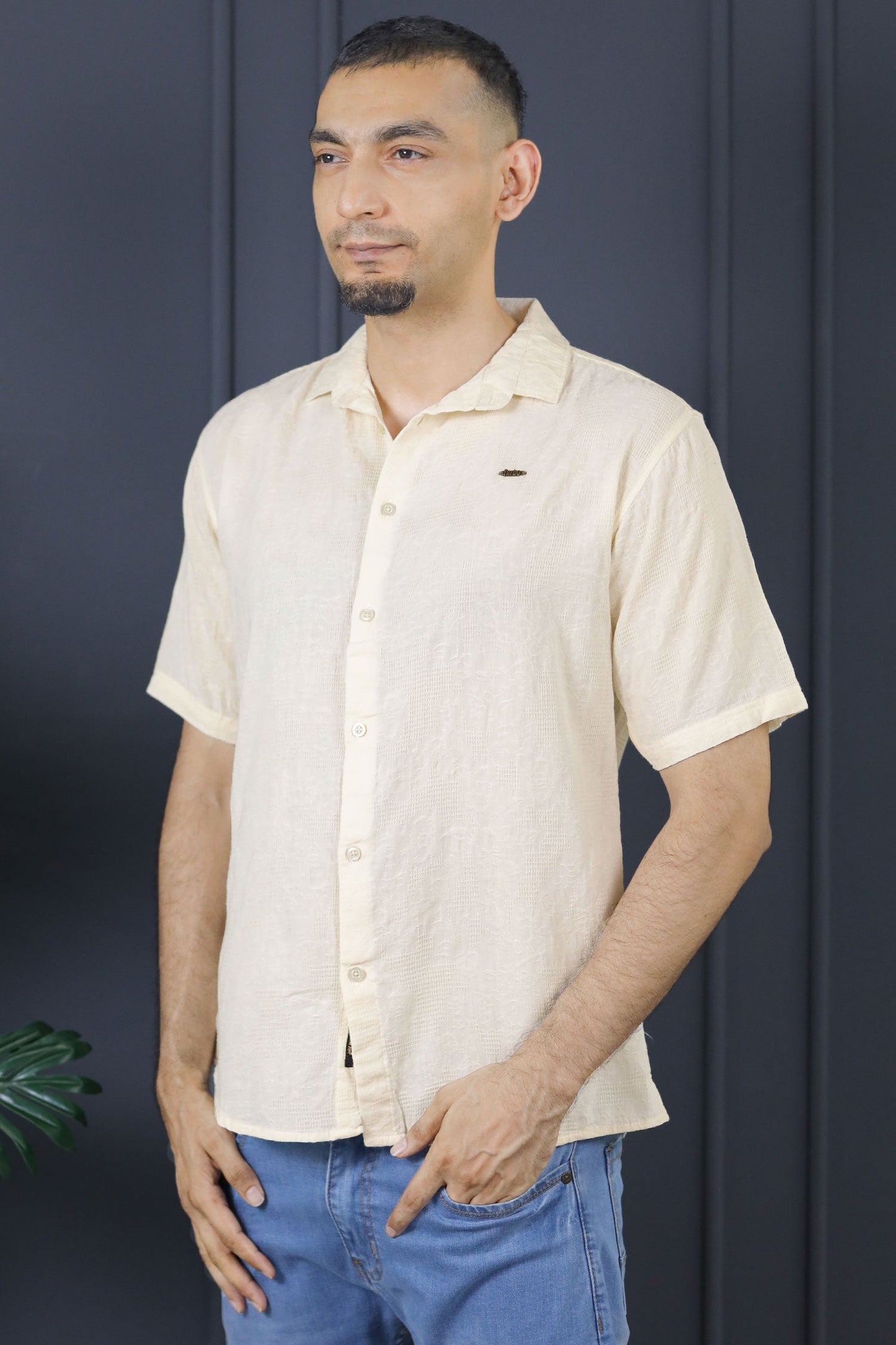 Turbo Artistic Touch Comfort Casual Shirt In Cream