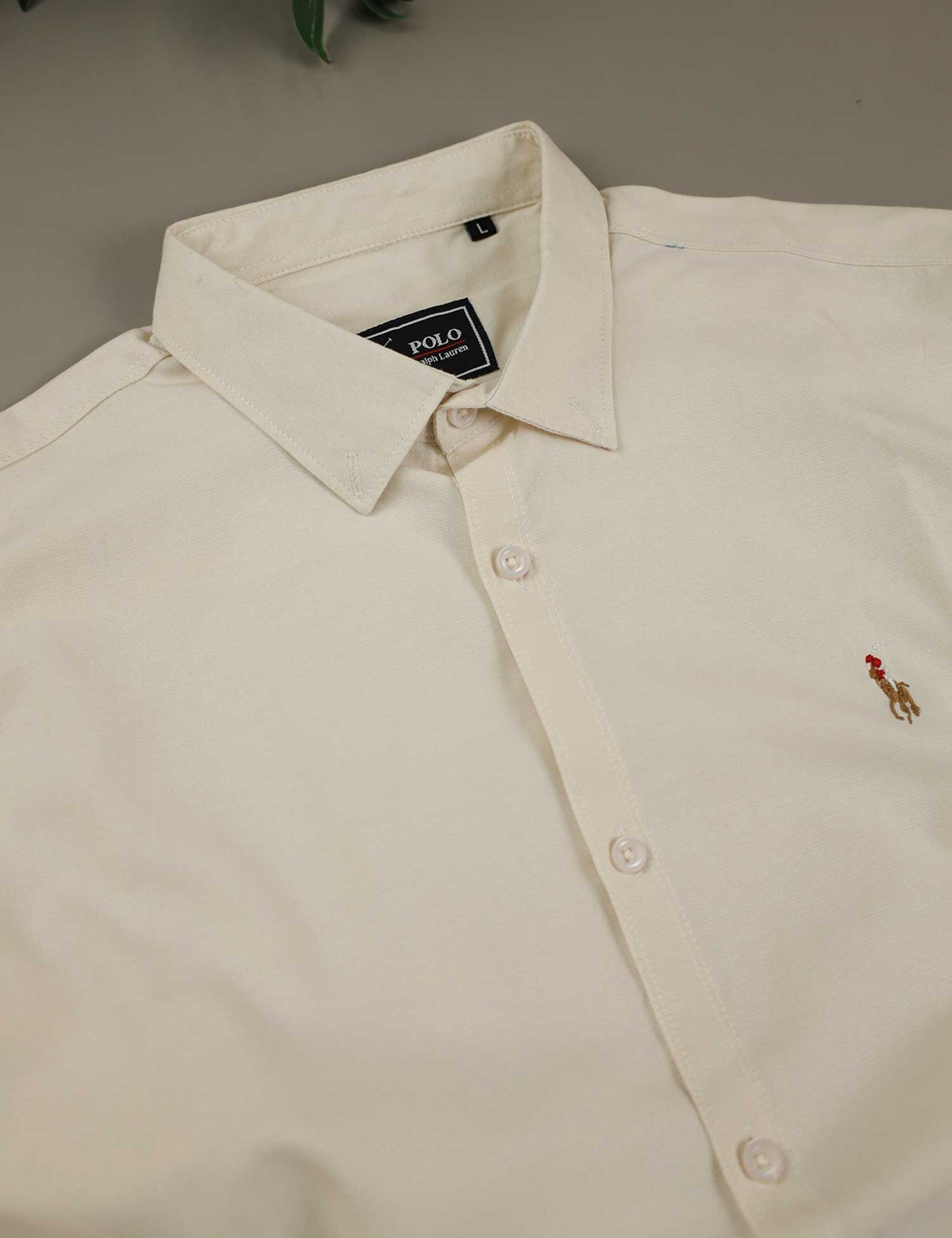 Polo Rph Lren SlimFit Classic Casual Shirt In Creem