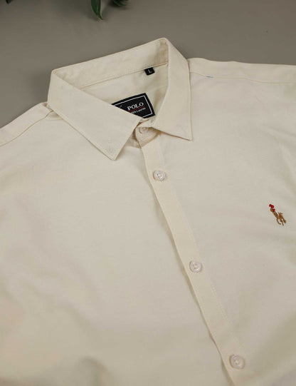 Polo Rph Lren SlimFit Classic Casual Shirt In Creem