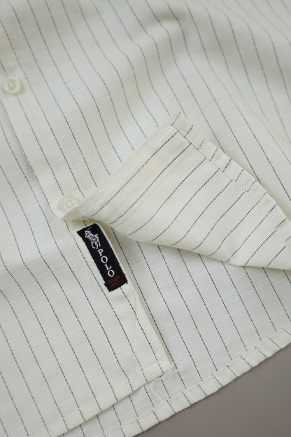 Polo Rph Lren Button Down Striped Casual Shirt In Creem