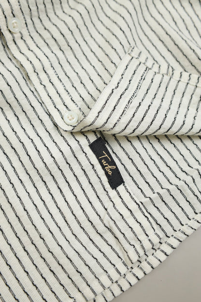 Turbo Lining Check Creation Long Sleeve Cotton Casual Shirt In Creem