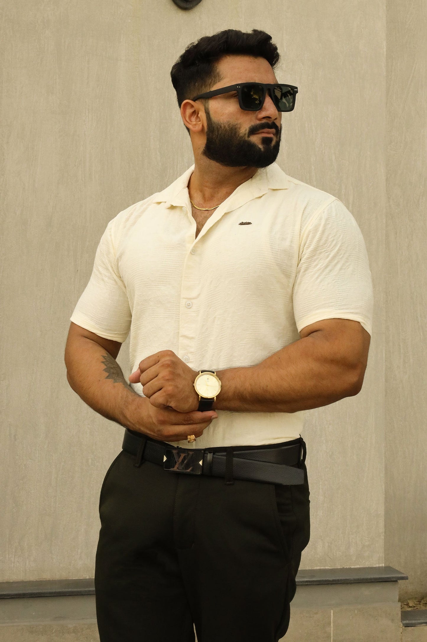 Turbo Artistic Touch Comfort Casual Shirt In Cream