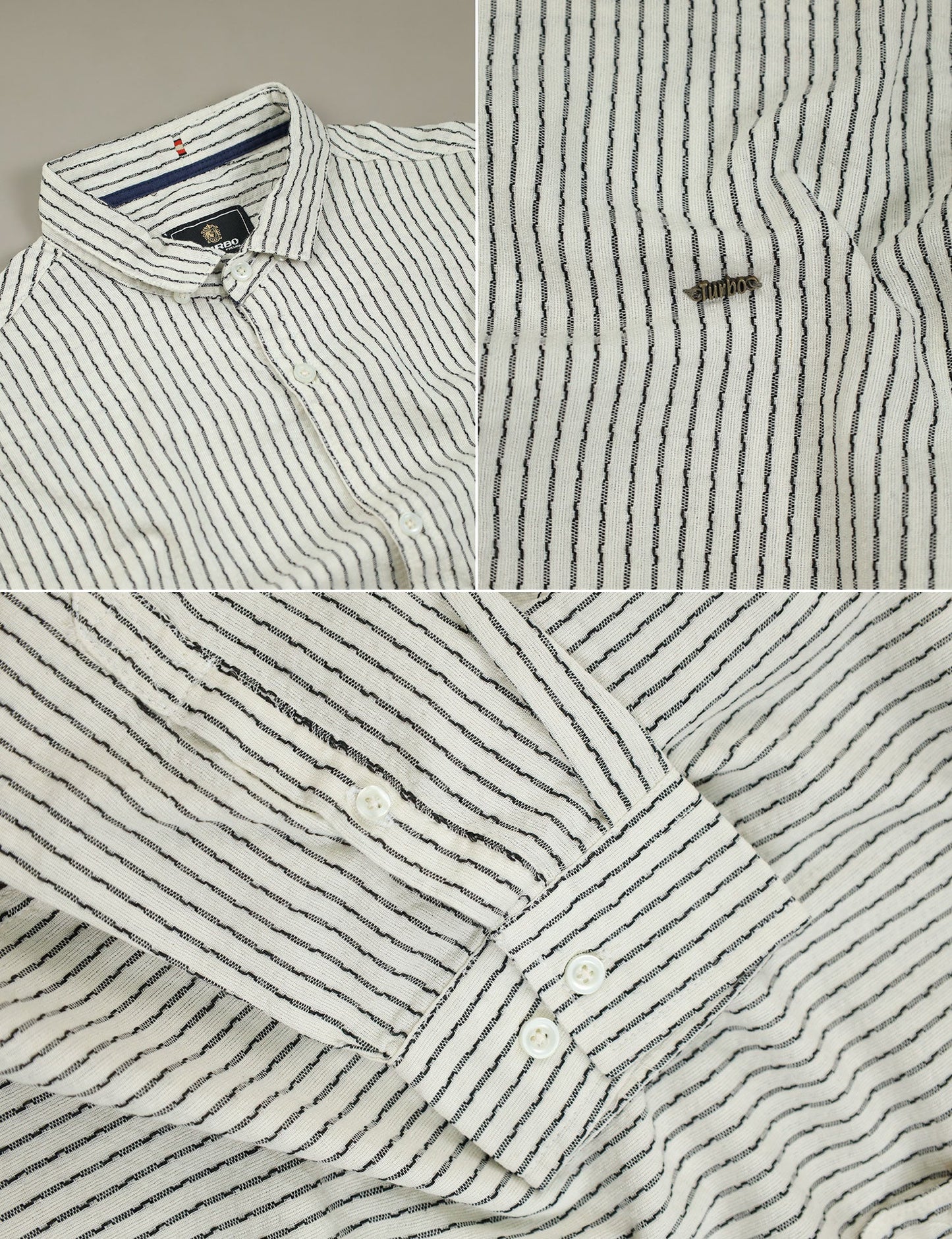 Turbo Lining Check Creation Long Sleeve Cotton Casual Shirt In Creem