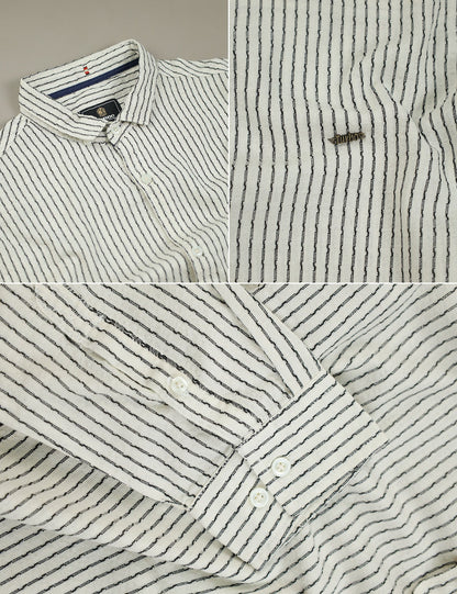 Turbo Lining Check Creation Long Sleeve Cotton Casual Shirt In Creem