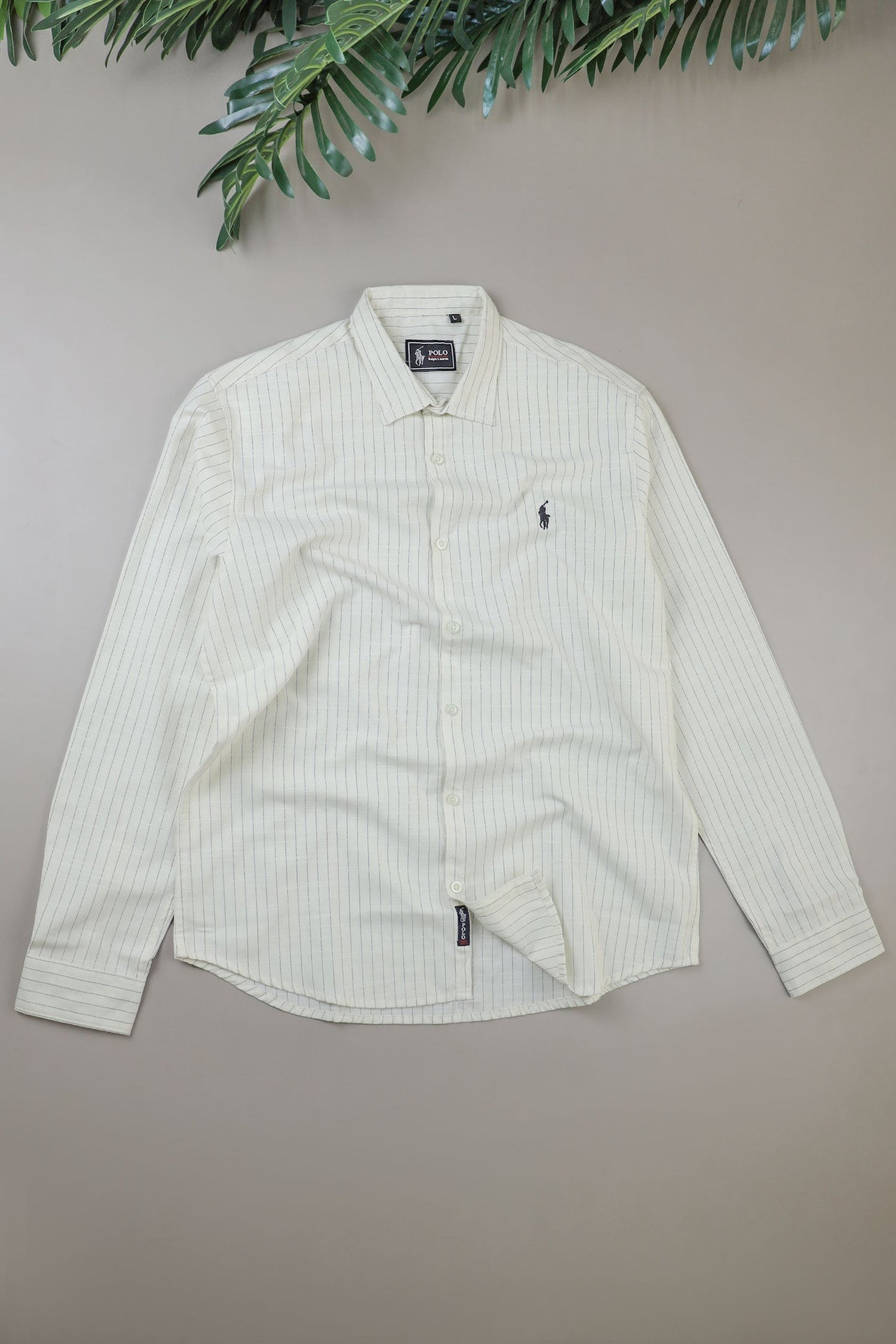 Polo Rph Lren Button Down Striped Casual Shirt In Creem