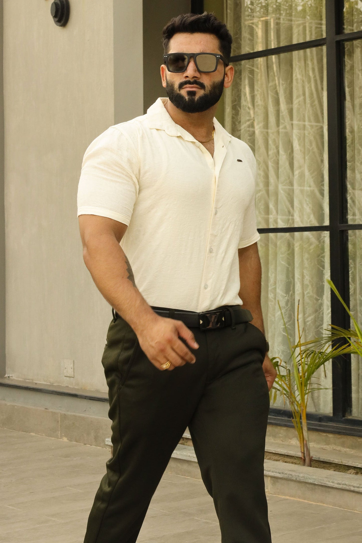 Turbo Artistic Touch Comfort Casual Shirt In Cream
