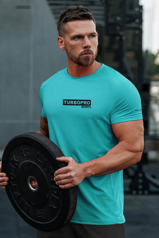 Turbo Pro Sports Climalite Mesh Dry-Fit Tee In Cyan