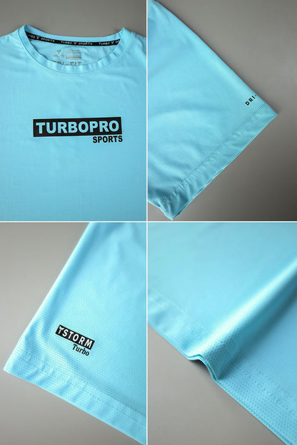 Turbo Pro Sports Climalite Mesh Dry-Fit Tee In Cyan