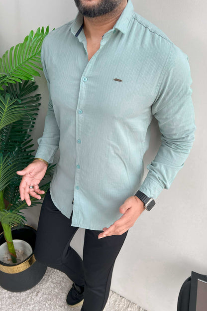 Turbo Organic MonoChromatic Long Sleeve Cotton Casual Shirt