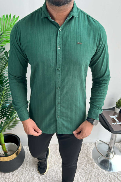 Turbo Billy Textured Knit Long Sleeve Cotton Casual Shirt