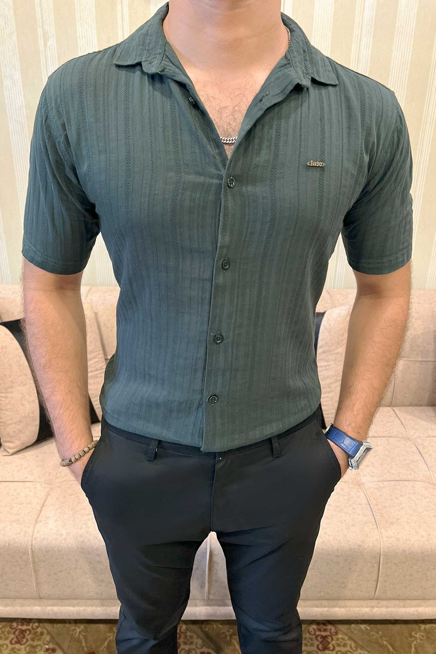 Turbo Minimalist Design Half Sleeve Casual Shirt