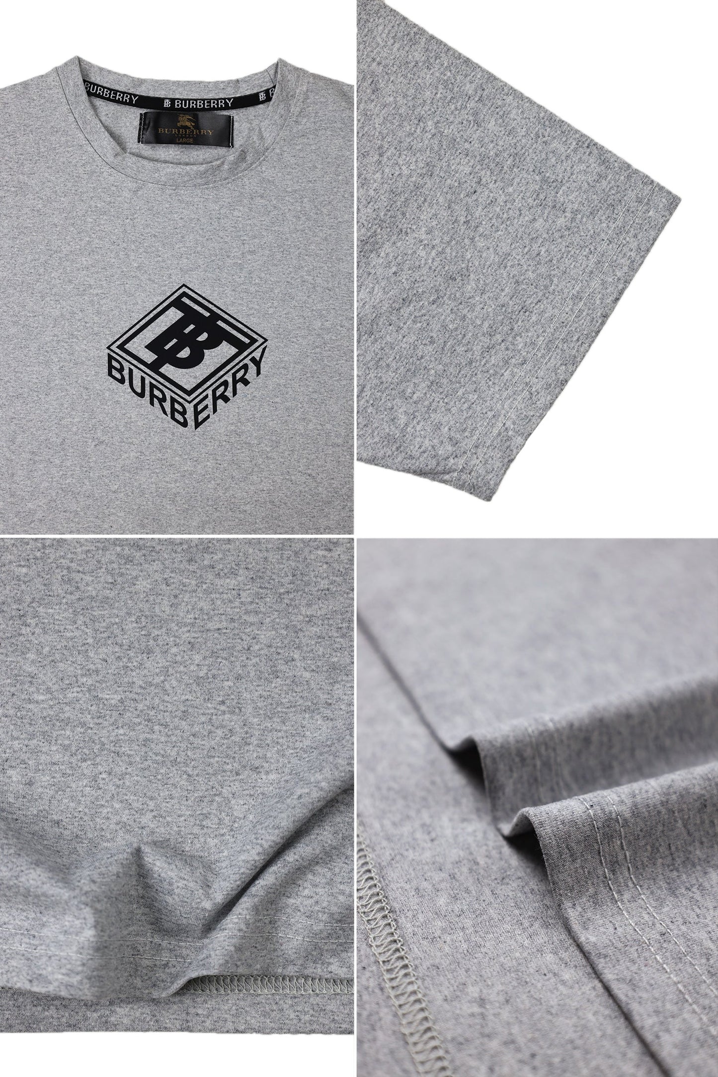 Brbrry Classic Monogram & Logo Tape Crew Neck Tee