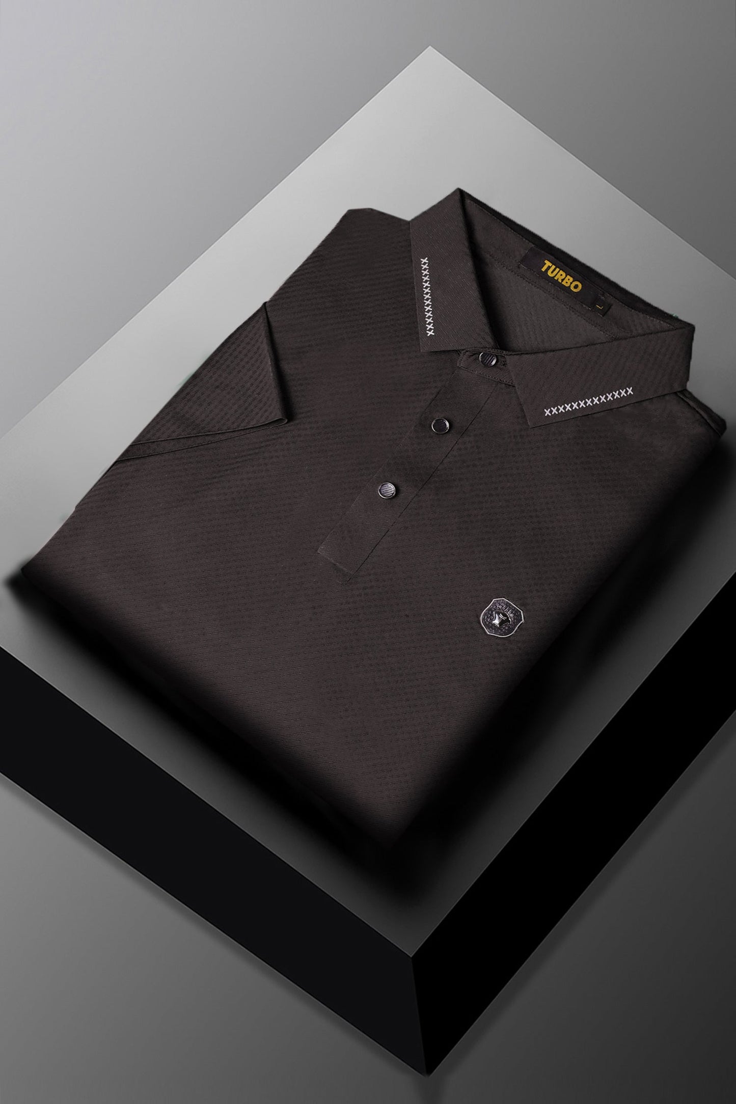 Turbo Royal Luxury Stitchless Men's Polo Shirt In Dark Grey