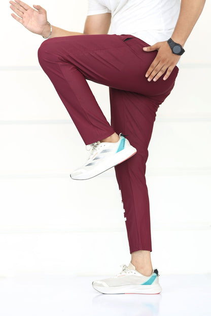 Turbo 'TRB Division' Sportswear Mesh Dry-fit Trouser In Dark Maroon