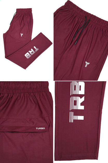 Turbo 'TRB Division' Sportswear Mesh Dry-fit Trouser In Dark Maroon