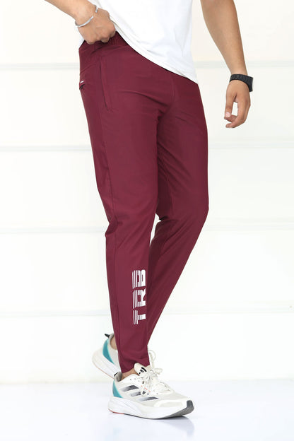 Turbo 'TRB Division' Sportswear Mesh Dry-fit Trouser In Dark Maroon