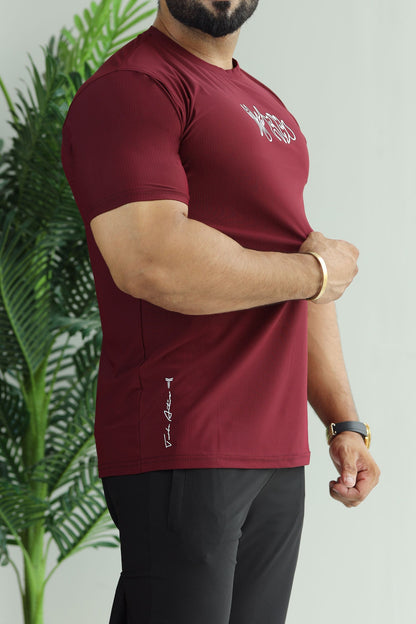 Turbo 'Action-Ready' Graphic Mesh Dry-Fit Tee In Dark Maroon