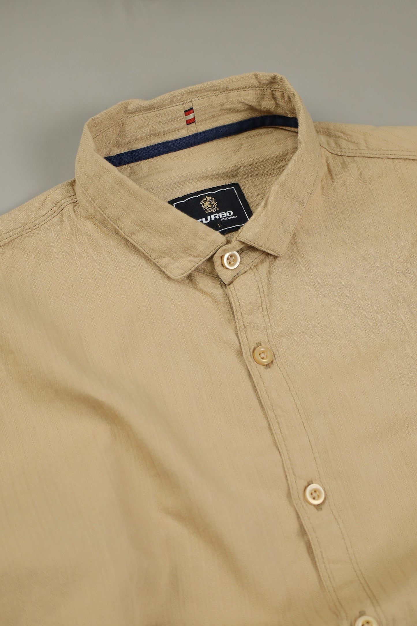 Turbo Organic MonoChromatic Long Sleeve Cotton Casual Shirt in Dark Skin
