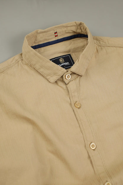 Turbo Organic MonoChromatic Long Sleeve Cotton Casual Shirt in Dark Skin