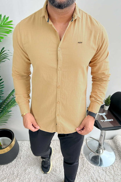Turbo Organic MonoChromatic Long Sleeve Cotton Casual Shirt